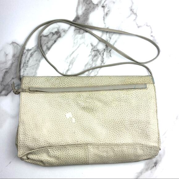Vintage Desmo for Neiman Marcus Ivory Textured Leather Bamboo Crossbody - Picture 3 of 7